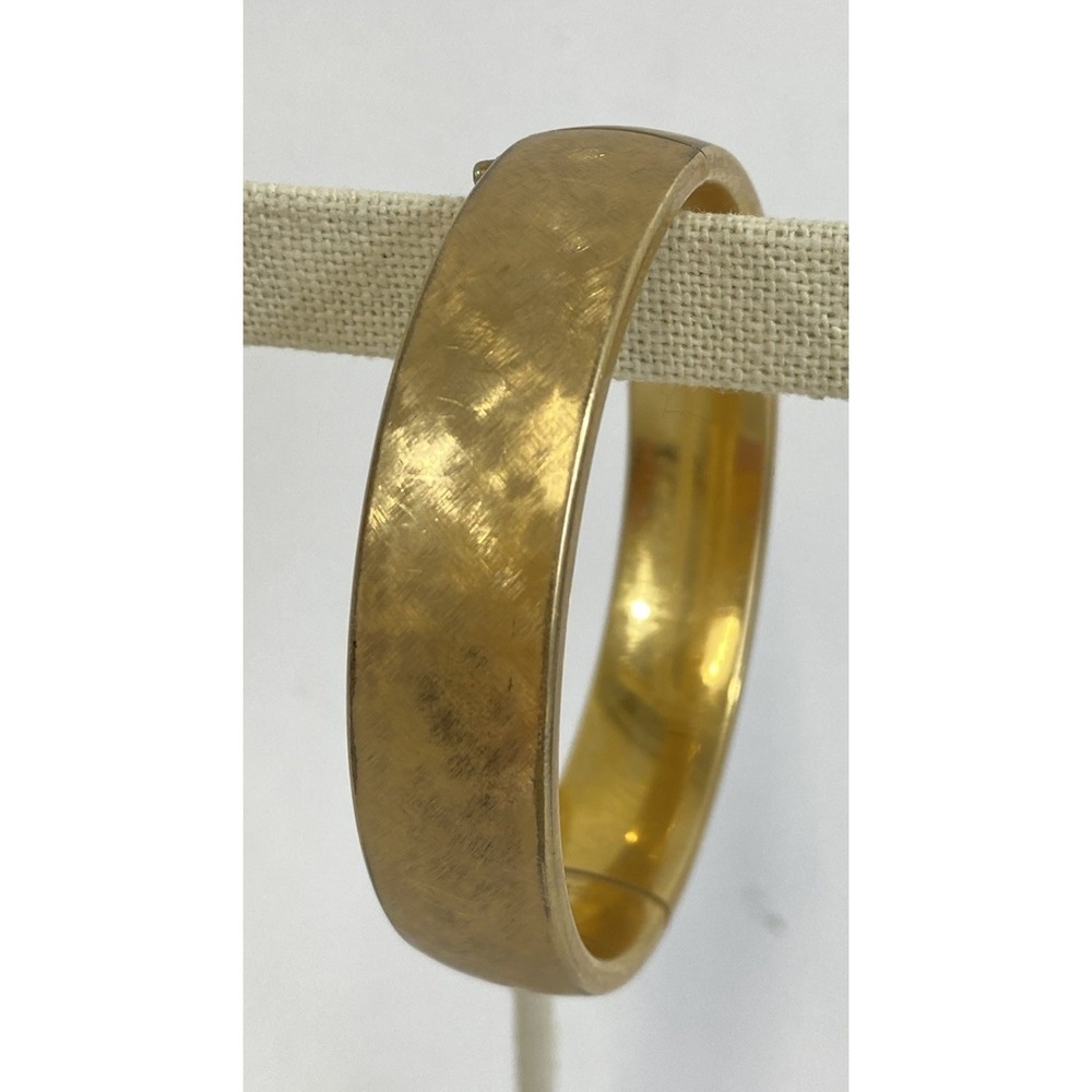Vintage Carla Midcentury MCM Gold Bangle Bracelet 12k‎ Gold Filled Brushed Gold